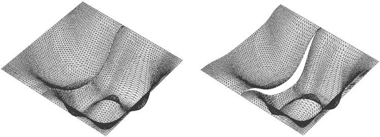 799 Fig. 3a,b. Offsetting of two incomplete two-manifold meshes. a Two incomplete two-manifold meshes. b Calculated offset meshes are generated naturally as shown in Fig. 3b.