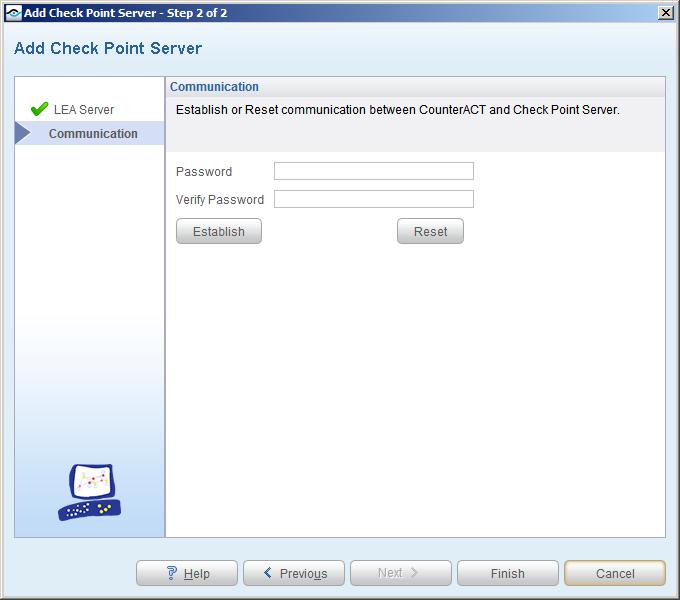 4. Enter the Check Point Server IP and OPSEC Application Name. The OPSEC Application name is the one created in the Check Point SmartDashboard. 5.
