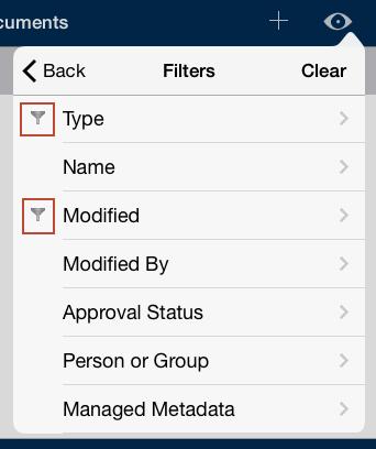 You can also add a second filter; the filter icon indicates which metadata fields are being used: Tap