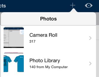 1. Tap the icon and choose Photo From Library from the menu. The Photos menu displays: 2. Navigate to the preferred image and select it. The Choose a destination dialog displays: 9.