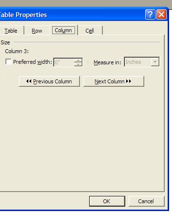 Column tab You can set column width for one, many or all