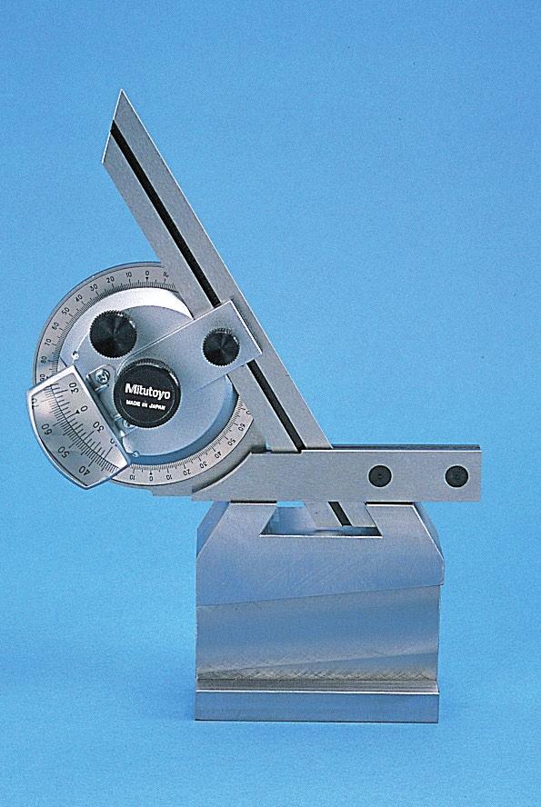 The protractor head slides and clamps at any point along the blade. Will mount on Series 192 height gauges via holder.