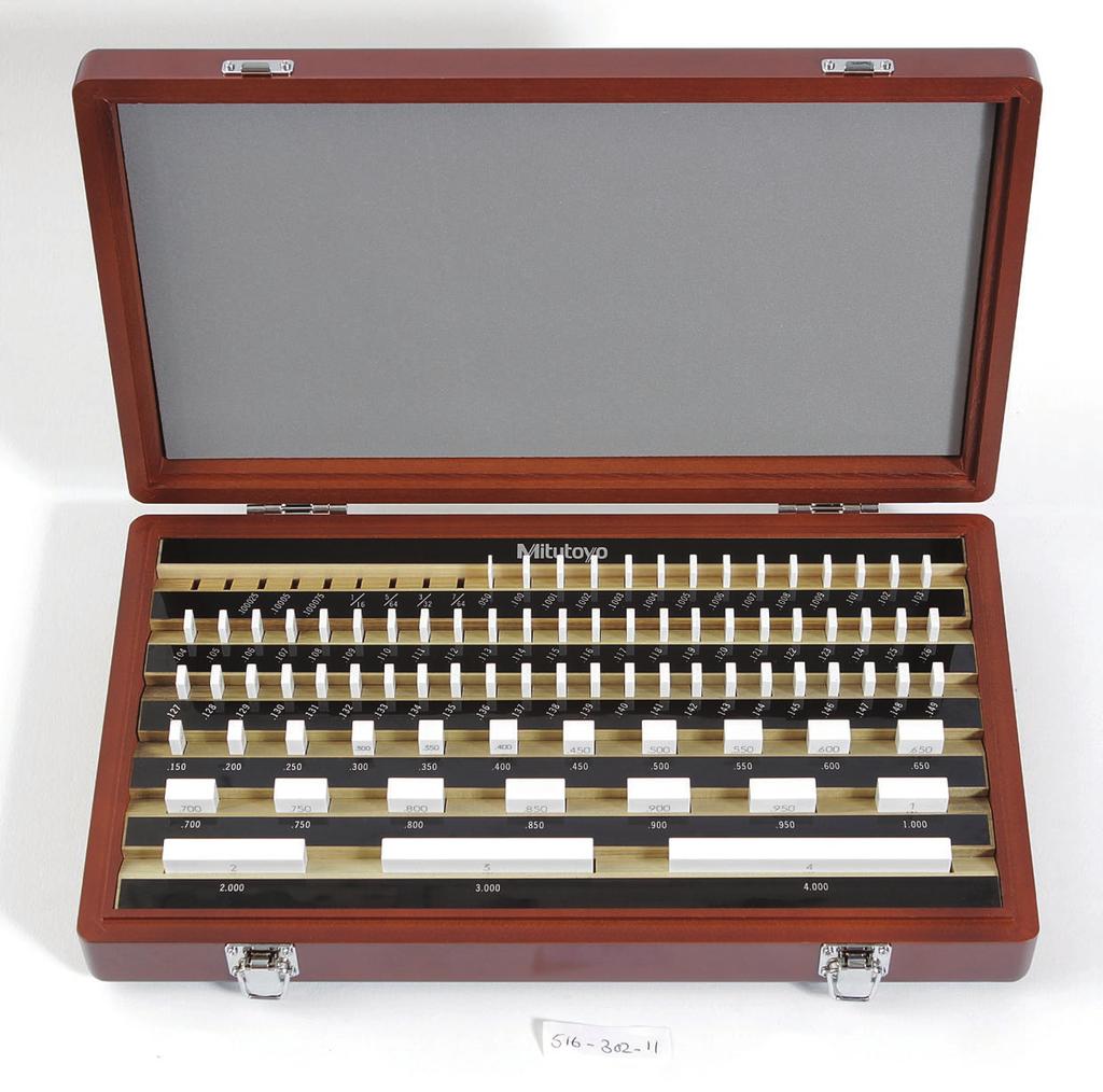 SRIS 516 Inch Gauge Block Sets Mitutoyo provides a wide selection of boxed sets of gauge blocks to meet the various needs of industry.