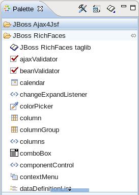 Creating a project with Maven Figure 2.1. RichFaces palette in JBoss Tools 2.4. Creating a project with Maven Apache Maven is a build automation and project management tool for Java projects.