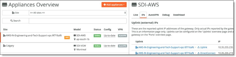 Deployment over AWS DirectConnect AWS Cloud Topologies SCM creates two uplinks for the new AWS site: one over the internet and one over the DX