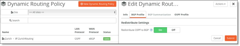 Figure 5-29. Editing the BGP profile 3. Add a default route in OSPF by enabling the feature under the OSPF Profile tab. Figure 5-30.