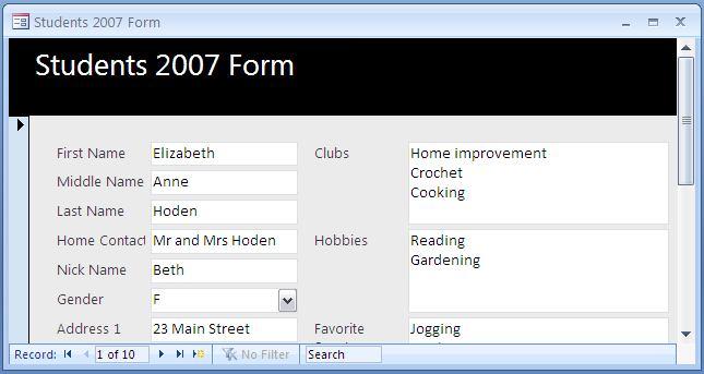 2), then double click to open Student 2007 Form Click here to pull down the Objects menu Fig. 8.