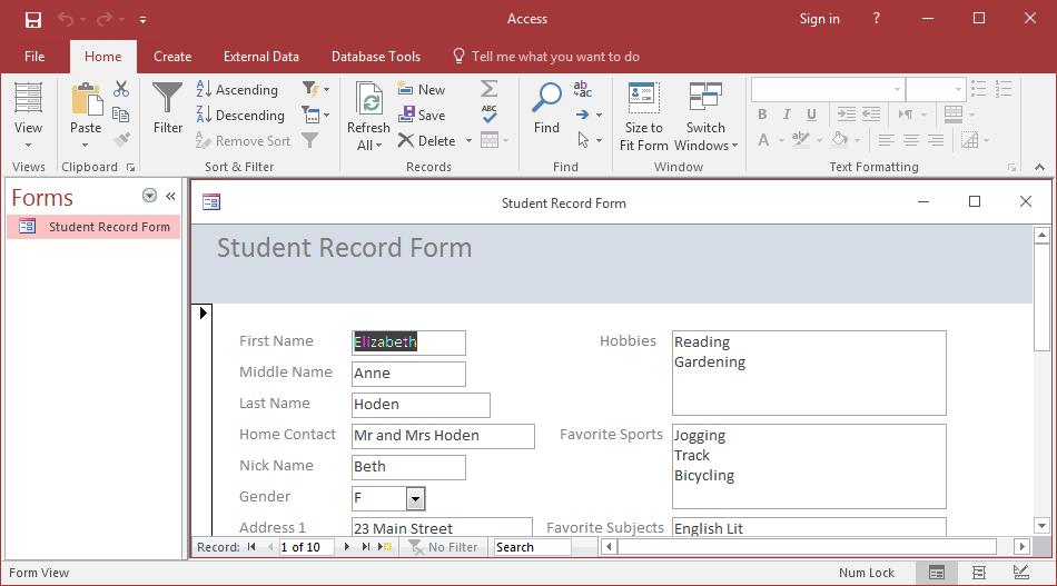 Adding a record to the database You can add a new record any time you want, wherever you may be in the database, because you can tell Access to sort everything into a specific order whenever you need