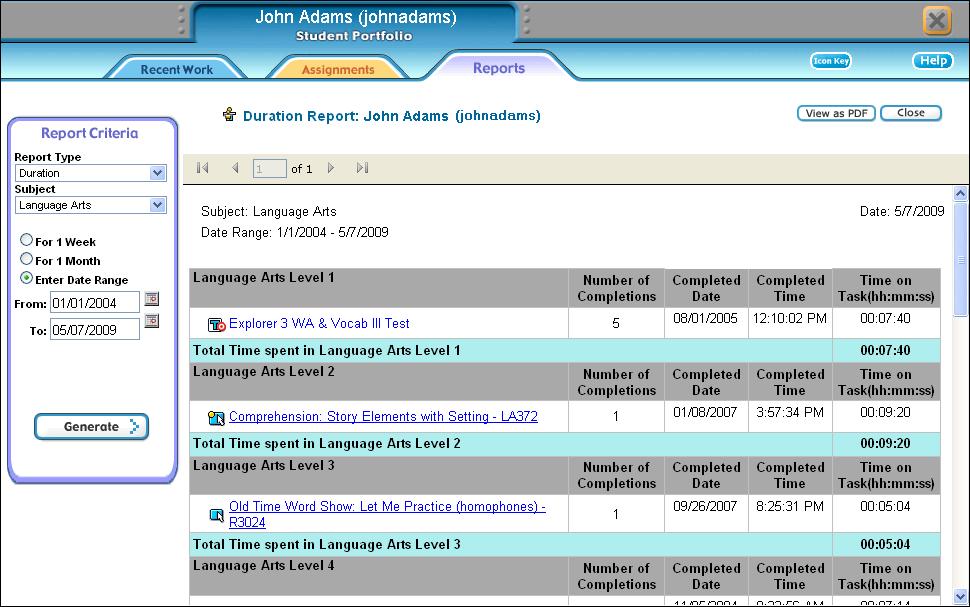 Assignments Selecting the Assignments tab displays your child s assignments in progress, completed, and not started for today plus the past 365 days.