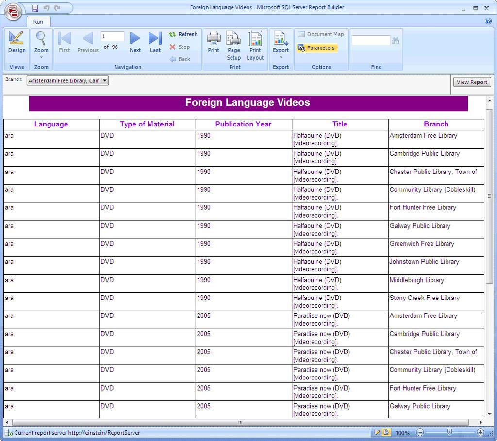 Polaris SimplyReports Guide 4.1 Saved Reports 48 15. To change the report, click to return to the Design view. 16. Click.