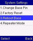 Figure 35: Rebooting the Base Station Reset DP720 Handset The users can