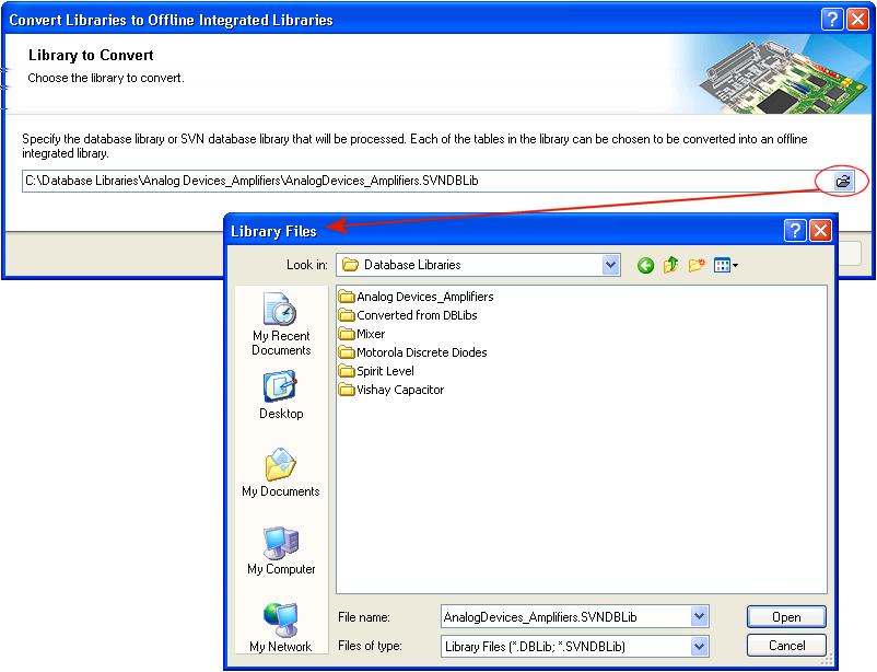 Figure 10. Selecting the database library to be converted.