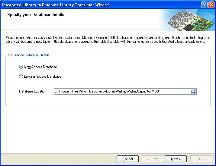Figure 1. The Integrated Library to Database Library Translator Wizard.