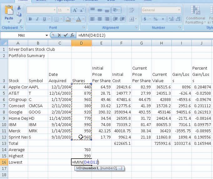 Excel attempts to guess which cells you want to include in the function by looking for adjacent ranges to the selected cell that contain numeric data.