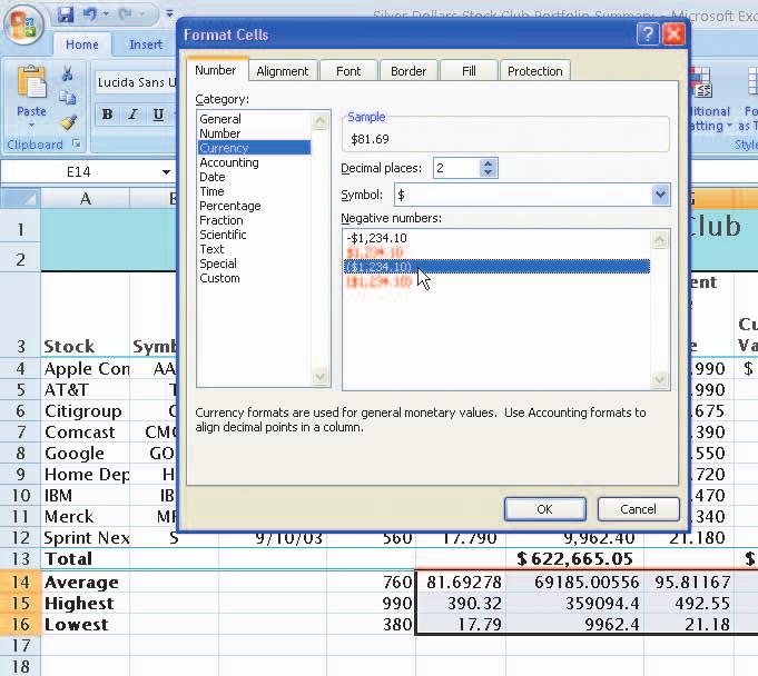 Formatting the Worksheet EX 117 2 Click the Format Cells: Number Dialog Box Launcher. If necessary, click the Number tab in the Format Cells dialog box.