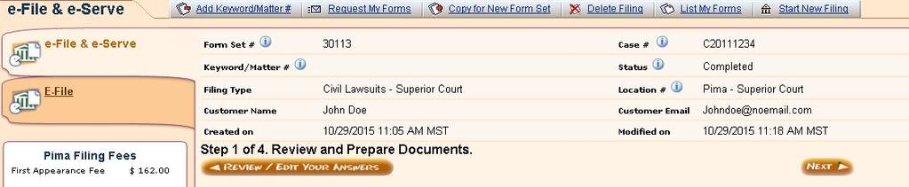COMPLETING YOUR SUBMISSION Attorney Name This page automatically defaults to the ESERVICE function If you do not
