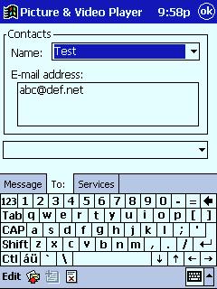 5. Tap the "To:" tab and input the mail address to which you want to send the message. You can use any of the three following methods to input the mail address.
