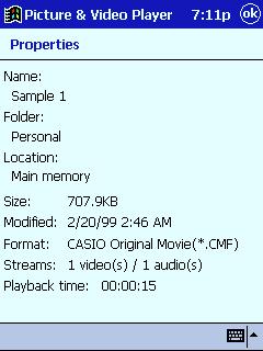 Displaying the File Properties of a Movie The file properties dialog provides you with a wealth of information about the file whose image is currently displayed on the movie screen.
