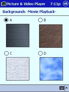 Selecting Screen Backgrounds You can select from among four different backgrounds for the snapshot, slideshow, and movie screens. To select a background 1.