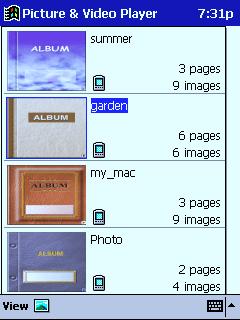 Album Index Screen The album index shows thumbnails of the covers of all albums currently stored in memory.