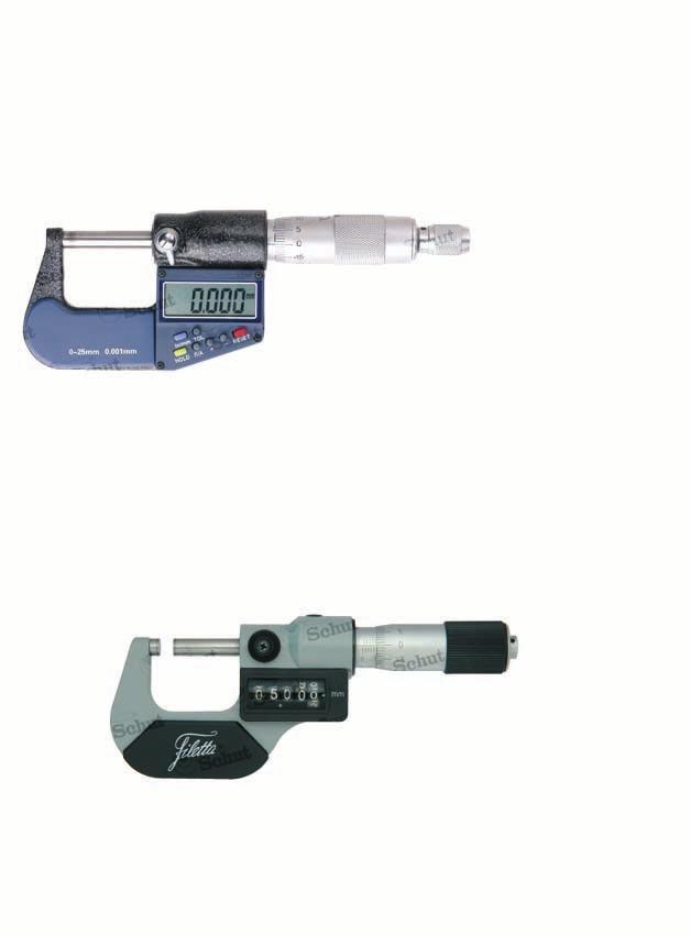 micrometers with tolerance indication These absolute digital micrometers are provided with both a tolerance and a hold function. They also have a large display. range: 0-100. Resolution: 0.001.