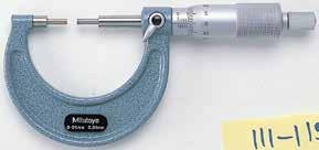 Spline Micrometers SERIES 331, 111 IP65 water/dust protection (Series 331). The anvil and spindle have a small diameter for measuring splined shafts, slots, and keyways.