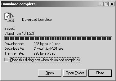 Click on the file name to display the Windows "File Download" dialog box. 6. Click OK. A standard Windows "Save As" dialog box is displayed. 7.