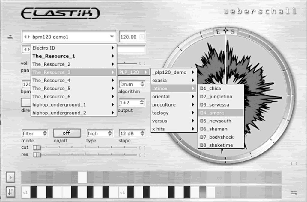 (8) Loopeye with Start and End Controls. Loopeye presents the currently selected/played sample in a circular waveform.