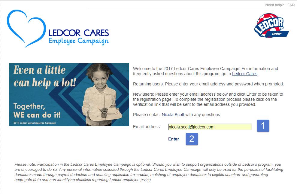 EMPLOYEE CAMPAIGN PLEDGE FORM HELP GUIDE I have an @ledcor.