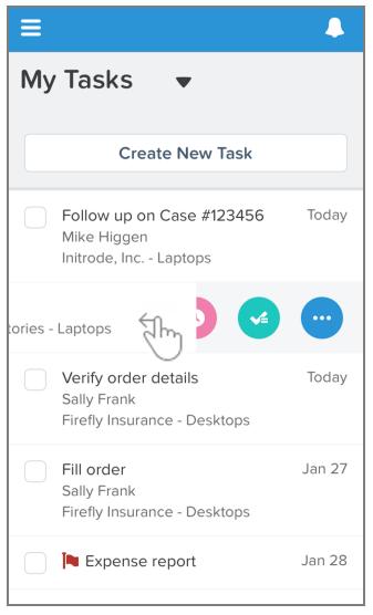 Salesforce1 Basics Work with Your Records The action bar and list item actions show the three or four most relevant actions for the page you re viewing.