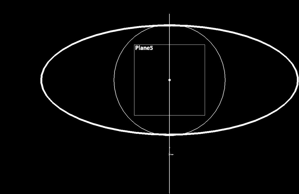 Step 4. Draw ellipse at centerpoint of circle as shown in Fig. 50. To draw ellipse, move Major axis cursor up from Origin along Sketch1, start ellipse when center of circle highlights.