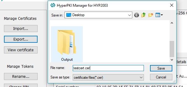 4. Name the file and click Save. Deleting a Digital Certificate or Container You can delete any digital certificate or container.