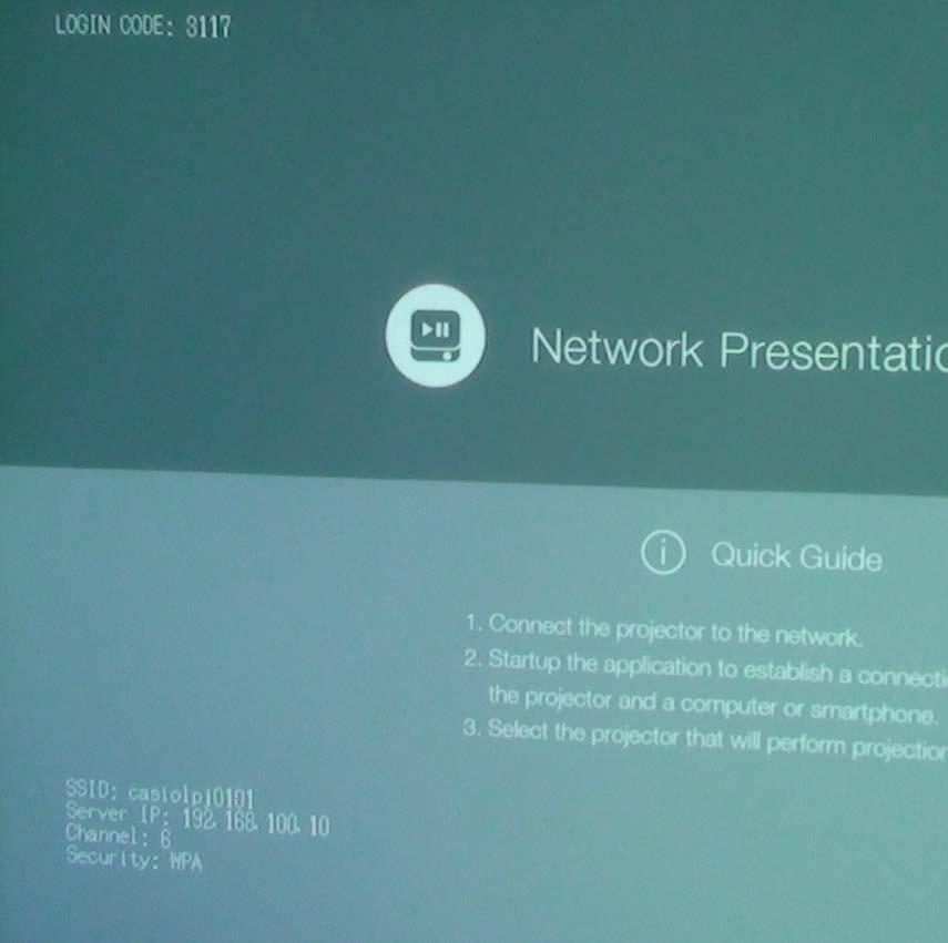 Preparing your projector iii) When complete, you will see this screen containing your Login