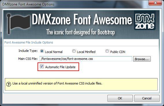 Font Awesome Font Awesome options command - You can choose how to include font awesome on your pages; normal, minified or even through CDN, so you can achieve the fastest