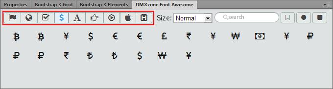 Font Awesome Quick icon search - In the search field you can look for the desired icon by typing its name.