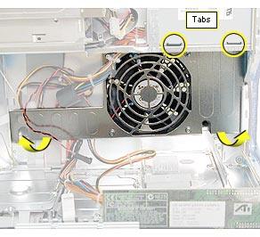 Take Apart Fan, PCI Graphics, AGP Graphics/Gigabit Ethernet/Digital Audio - 111 4. Lift the fan bracket out of the computer.