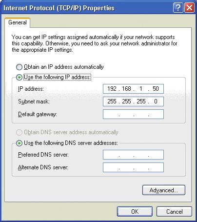 2. Equipment connection and network setting 2.3 Manual network connection setting - Wired LAN - (continued) 5) Open Local Area Connection Properties window you use for network device. (Fig. 2.3.2.c) Fig.