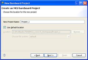 Creating and Debugging Projects Creating Projects 3. Select File > New > Bareboard Project from the IDE menu bar. The New Bareboard Project wizard starts.