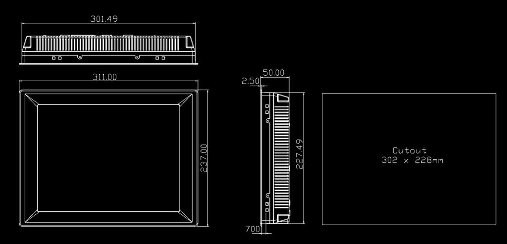 Please Note: All measurements are provided in millimeters. Kit includes sealing gasket. In-Sight display specifications 12.
