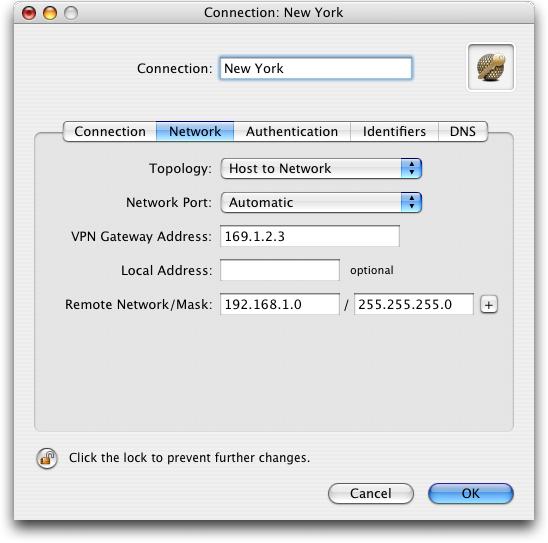 Step 3 - Network Settings VPN Server Address: public IP address of your VPN Gateway (e.g. 169.