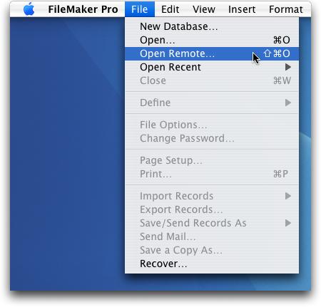 Accessing a FileMaker Database To access a database available in your office network, just follow