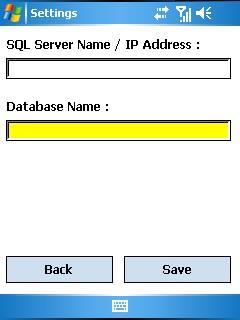 To use the app the handheld must be used on the same network as the SQL Server. To access the admin function, select settings on the main menu.