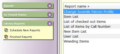 Library Reports Things to know before running a report: Gadget is the little box located to the right of a field. This will display the Policy List for that particular field.