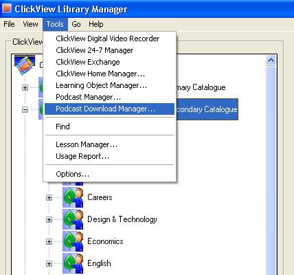 19. The Podcast Download Manager ClickView is able to store podcasts in the library for use by students and