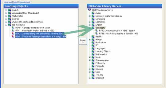 4. Once downloads have completed, select the Learning Objects you wish to import into the ClickView Library Server.