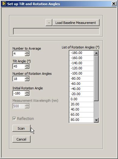Retardance Order: This control is grayed out because retardance order is not used in Ellipsoview calculations. Wavelength: is the wavelength of the measurement.