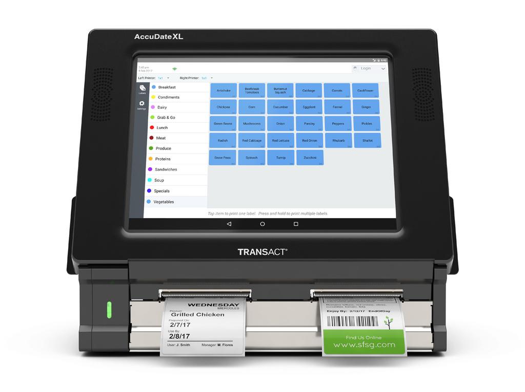 WELCOME This guide will help you get started using the AccuDate XL touch screen terminal, from setting up your terminal for the first time, to loading labels to launching the Jolt for TransAct App.