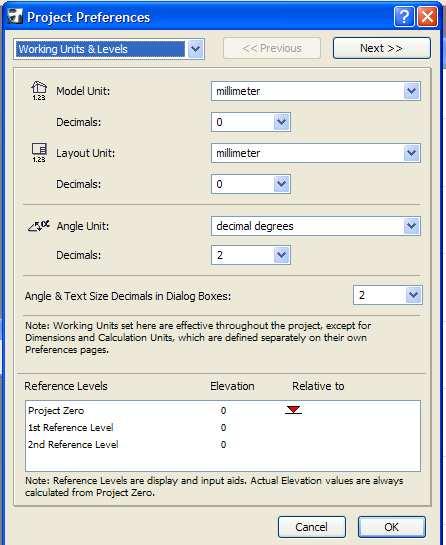 2. Project preferences ArchiCAD 11 manual The Option > project preferences command contains settings which are specific to the project you are working on, and which are saved along with the project.