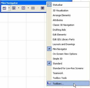Palettes ArchiCAD s palettes help you construct, modify and locate elements. Each palette can be shown or hidden separately using the Window > Palettes command.