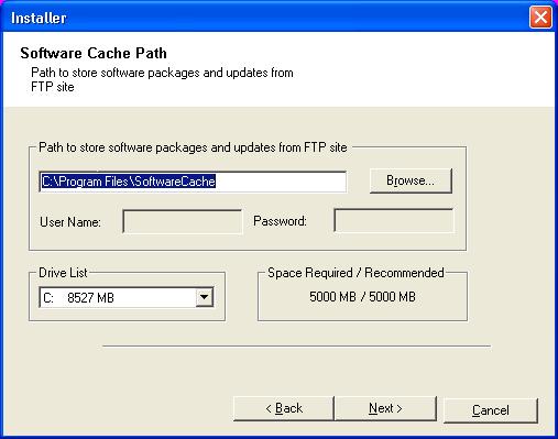 Specify the path where the update files from the FTP site should be stored. Click Next.